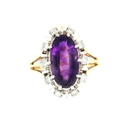 Pre Owned 18ct Amethyst and Diamond Cluster Ring ZT60